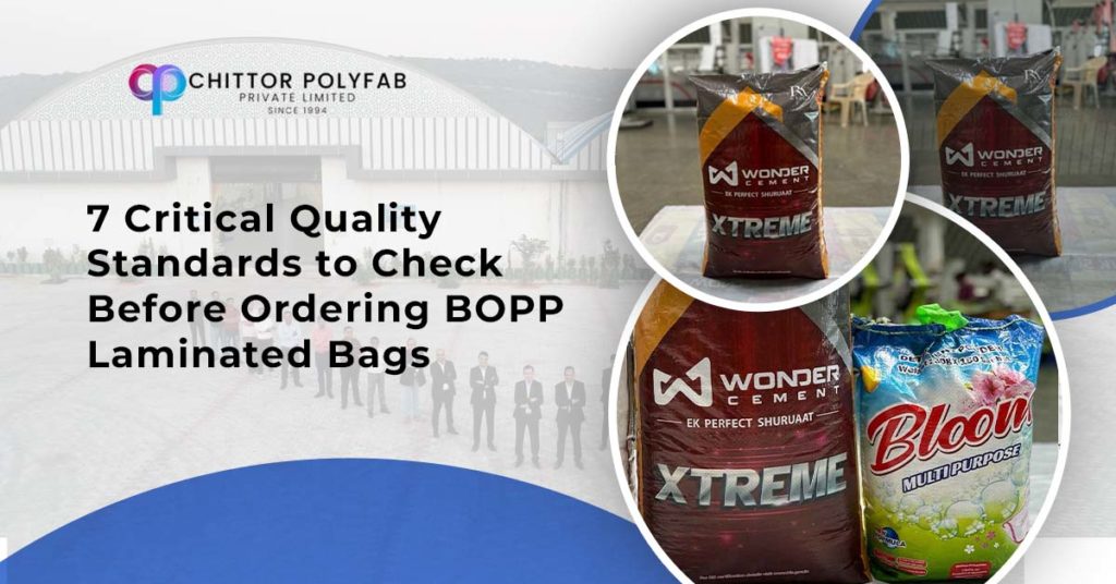 Quality inspection of BOPP laminated bags in manufacturing facility